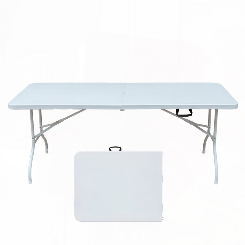 Table de pique-nique pliable pour patio avec plateau rectangulaire en plastique, pieds en métal
