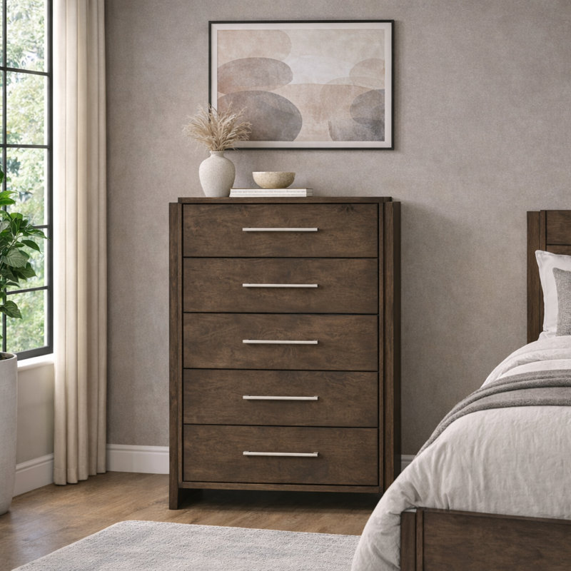 Adaire 35" W 5-Drawer Solid Wood Chest