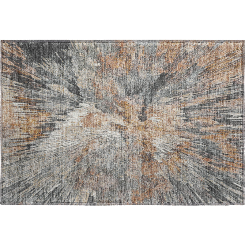 Premium Machine Washable Mayfield AMF2283 Abstract Rug, 1'8" x 2'6", Copper