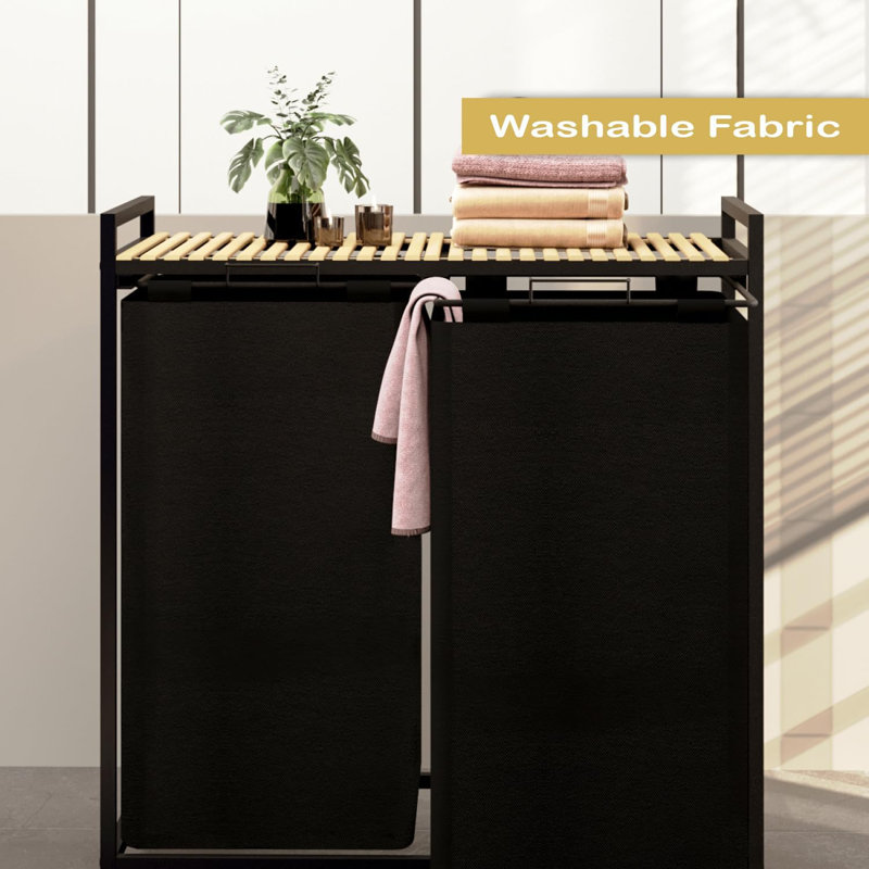 2-Compartment Laundry Hamper with Lid – Large 123L Dirty Clothes Basket