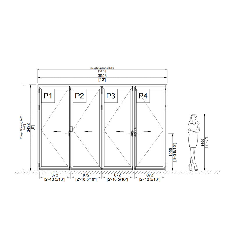 Porte pliante en aluminium Luvindow, Blanc, 144 po x 96 po