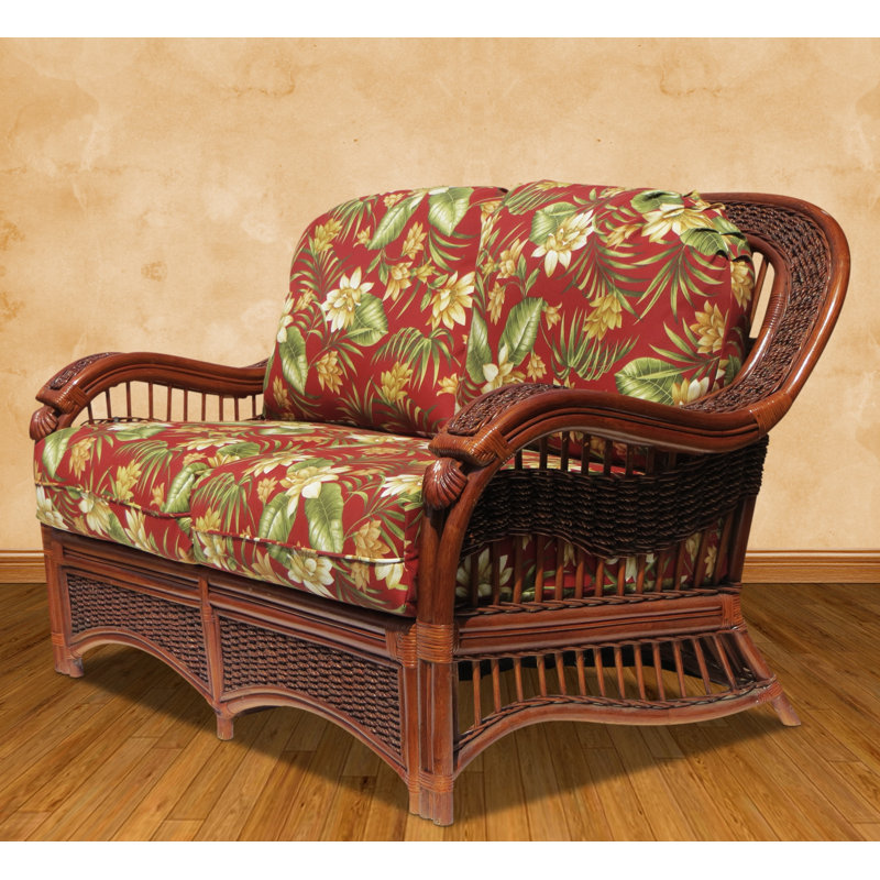 Causeuse à accoudoirs avec coussin de 57 po Prentiss, Rouge corinthien