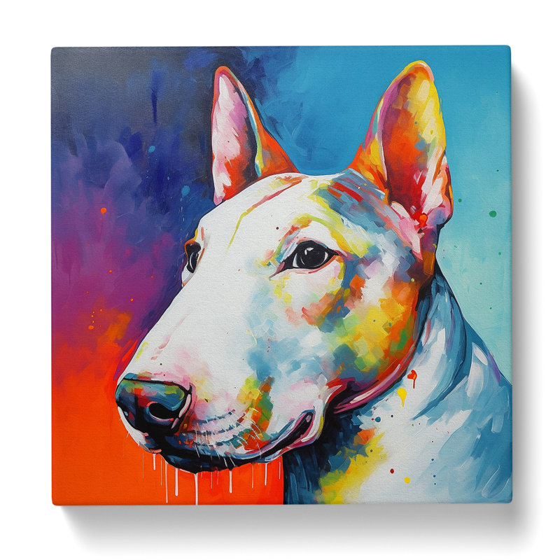 English Bull Terrier Color Field No.1 - Wrapped Canvas, 35cm H x 35cm W x 3cm D