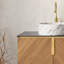 Comptoir à texture 60 po avec armoire diagonale brun chêne, structure en contreplaqué de haute qualité, résistance à l'eau et à l'eau, grand espace de rangement, mécanisme de fermeture en douceur, armoires de salle de bain à plat