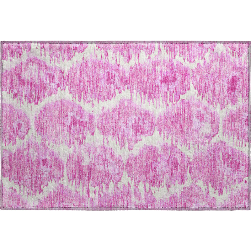 Premium Machine Washable Prisco Pink Rug, Rectangle 1'8" x 2'6"