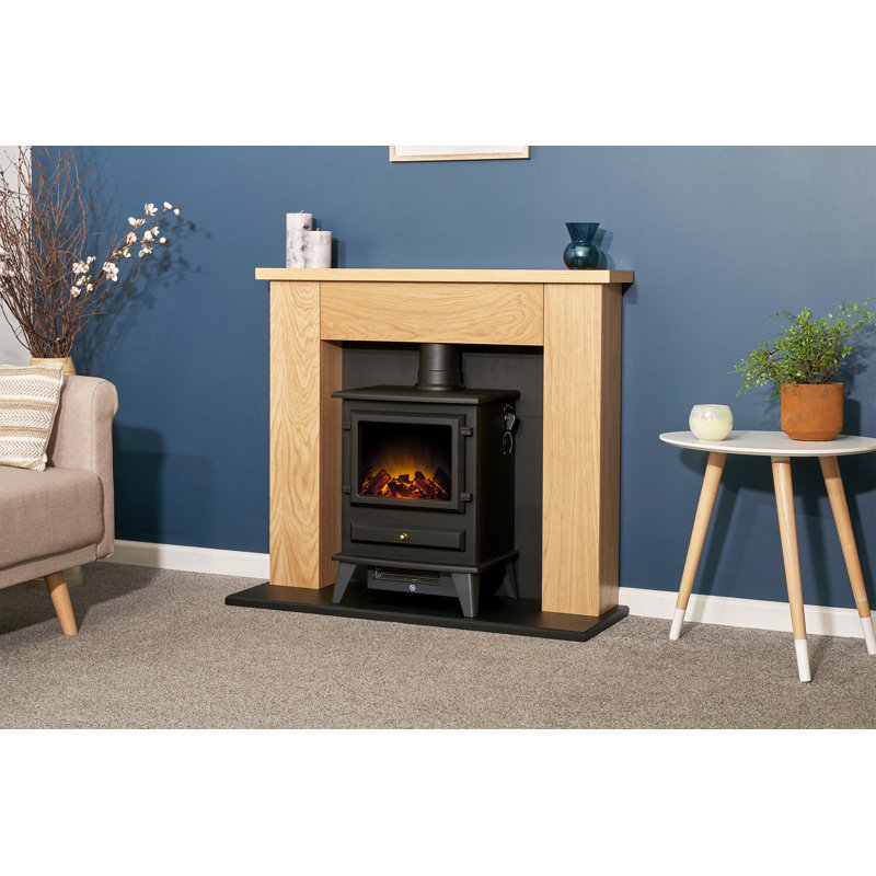 Chilton Adam 100cm W Electric Fireplace with 6142 BTU, Beige/Black