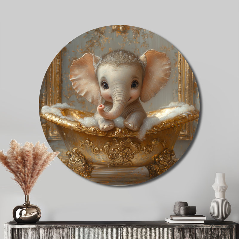Khairin I - Art mural rond en métal pour salle de bain, H 16 po x l 16 po