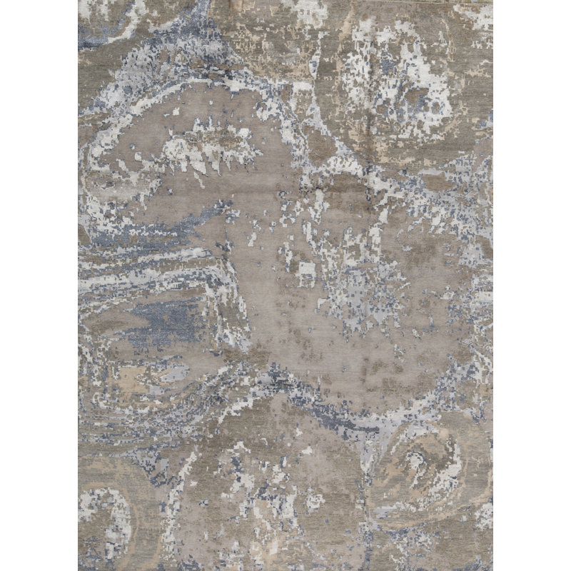 Hand-Knotted High-Quality Gray and Blue Area Rug