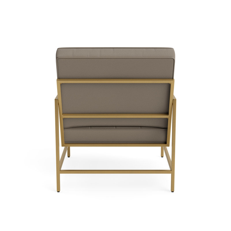 Major Leather Arm Chair, Natural, Greenwich Performance Leather - Pewter, Brushed Brass