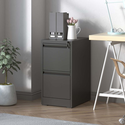 Makeace 15.2"W 2 Drawer Vertical File Cabinet with Lock, Metal Filing Cabinets for Home Office Storage, Letter/Legal/A4,Assembly Required 