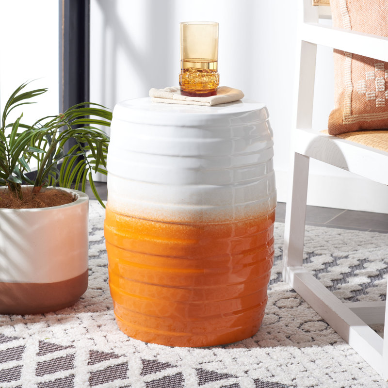 Ceramic Accent Stool, Orange