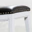 Tabouret de comptoir de 24 po au fini blanc et cuir noir - siège moderne et confortable-199582550-199582545
