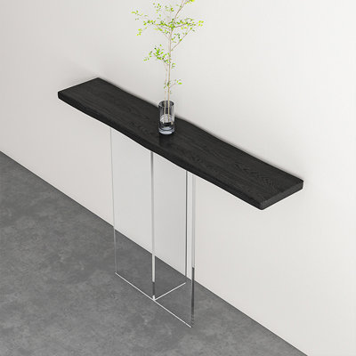 Black Solid Wood Rectangular Shape Console Table