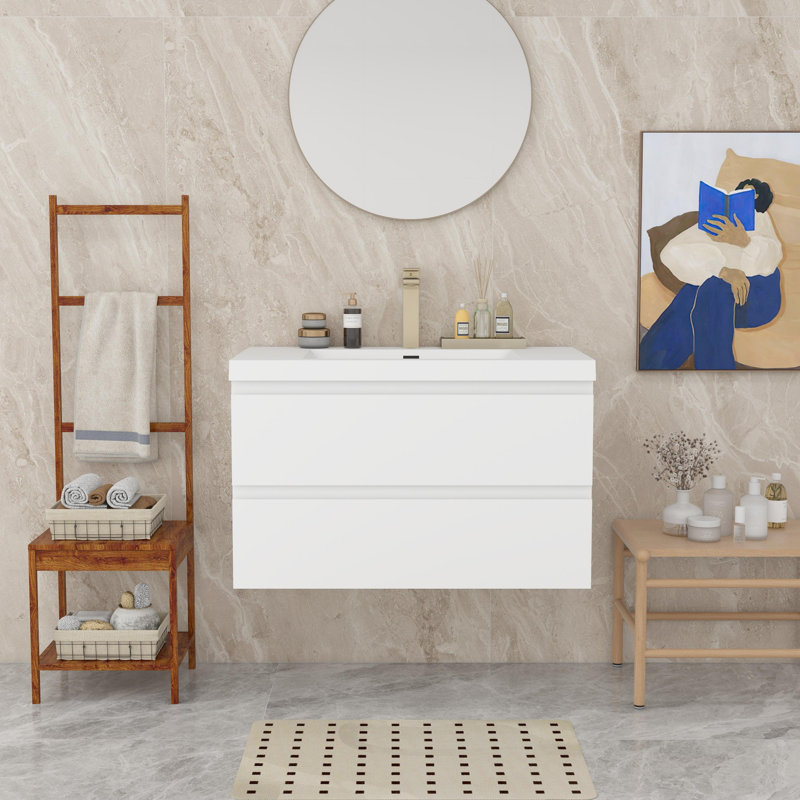 Wall Mounted Bathroom Vanity, Glossy White