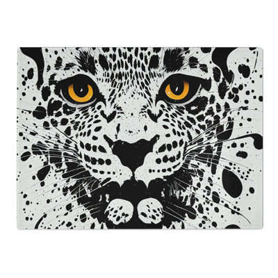 Leopard Splatter Abstract  Glass Chopping Board