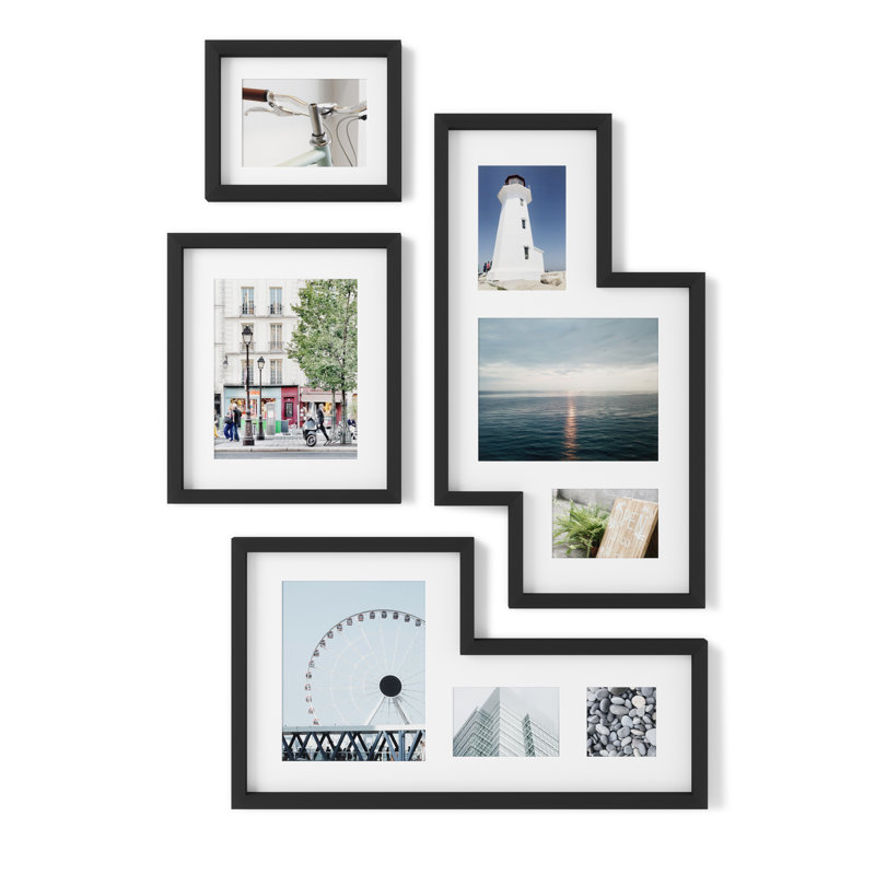 Picture Frame - Set of 4 with Mat, Black