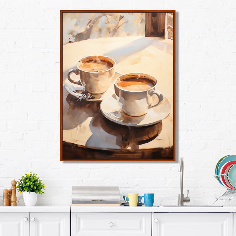 Ijlal Food Coffee Tea III - Art sur toile, impression sur toile, H 32 po x l 24 po x P 1 po, Cadre flottant brun