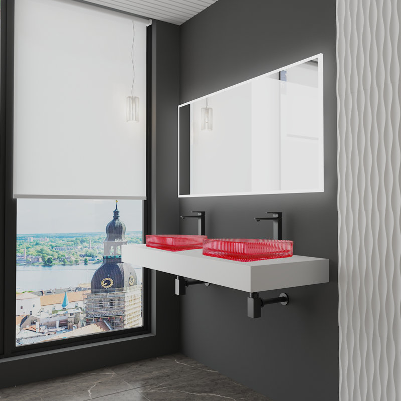 Lavabos vasques carrées décoratives noires en cristal 15 "avec base 60" Plaza, Rose