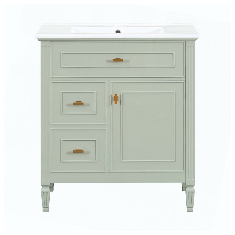 Armoire de meuble-lavabo de salle de bain, Vert