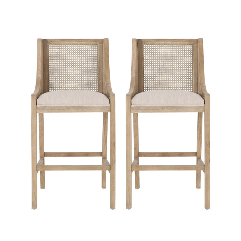 Yaritza Solid Wood 30" Bar Stool, Beige