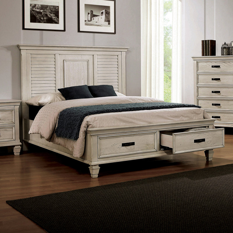 Jayce Storage Bed, Antique White, King