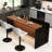 63" Modern Kitchen Island With Marble-Look Surface, LED Lights & Grille Design For Dining Room, Living Room(Island Only)