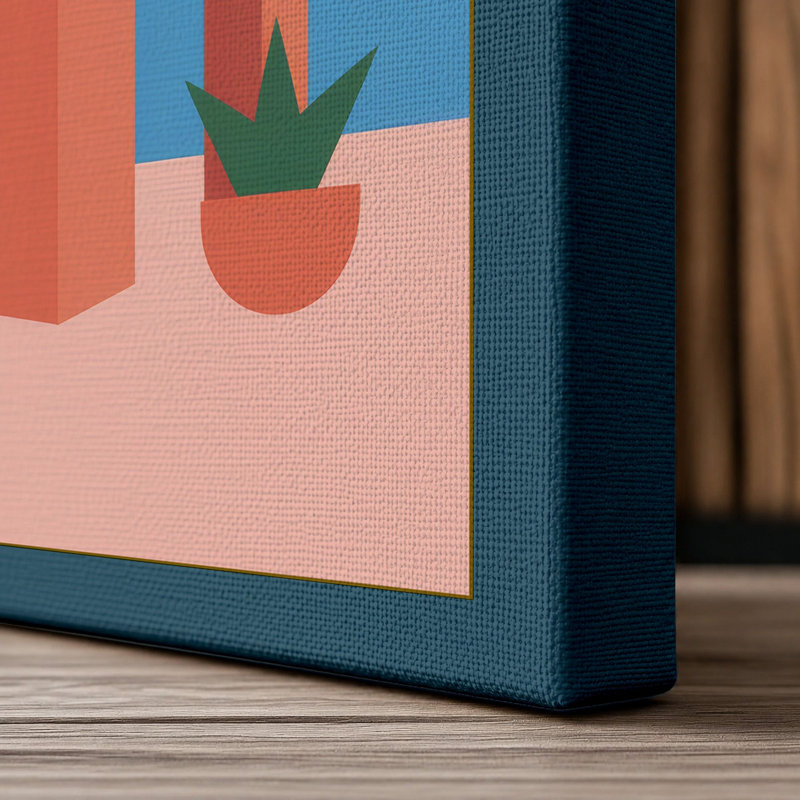 Desert Mission Southwestern - Wrapped Canvas, 30x20 - 76.2 x 50.8 cm, Teal Border