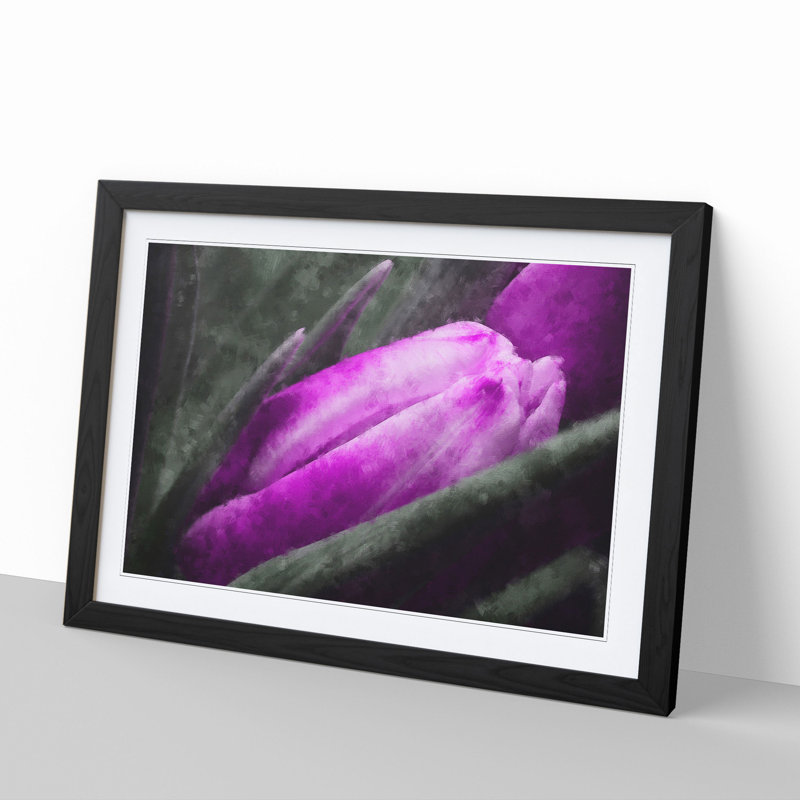 Purple Tulip Flowers Vol.2 - Framed Print, 48cm H x 65cm W x 2cm D, Black Framed