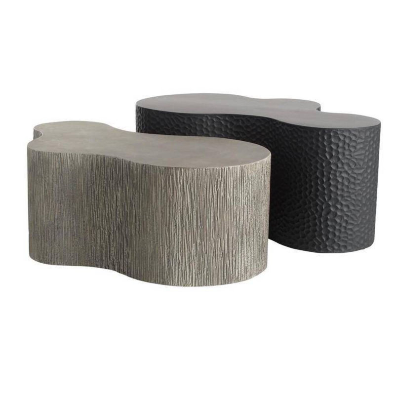 Indio Outdoor Free Form Coffee Table, Matte Black, 14" H x 37" L x 22" W