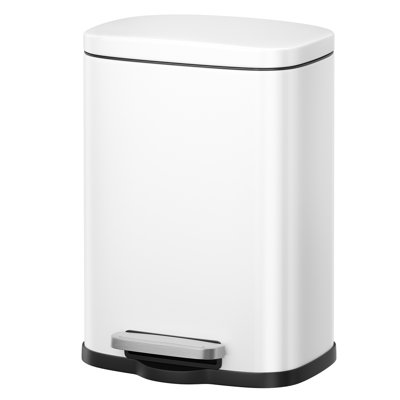 5 L Kitchen Bin, Rubbish Bin, Steel, PP Plastic Trash Bin, Soft Close, Step-On Pedal, Removable Inner Bucket, Black
