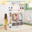Elegant Kids Dress Up Wardrobe Closet With Child-size Mirror, Open Kids Armoire Wardrobe With 3-tier Storage Shelf And 3 Storage Drawers For Costume, Hats, Shoes And Other Things, Panda Edition-1636317507