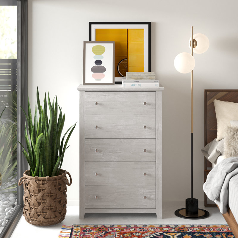 Tevrat 5 Drawers 31.1" W Dresser, Dusty Gray Oak