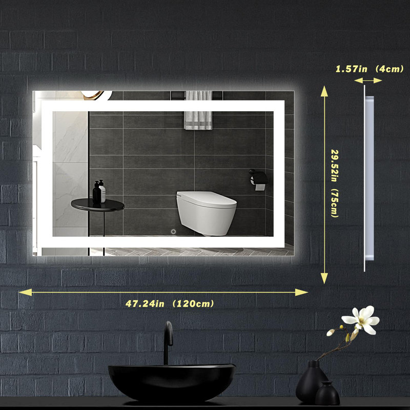 Miroir de maquillage / rasage mural Naliyah, 48 po x 30 po