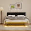 Metal Floating Bed Frame with Adjustable Height Upholstered Headboard, Built-in USB Charging & LED Lighting-135960584