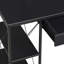 Bureau noir avec tablettes ouvertes, idéal pour le bureau - Grand espace de rangement avec 1 tiroir et 8 compartiments. Structure robuste en bois et en métal, avec passe-câbles intégré et design élégant.