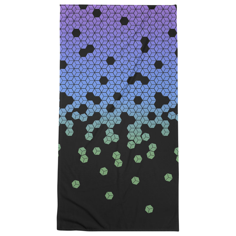 Serviette de bain cube culbuteur, Paon / noir