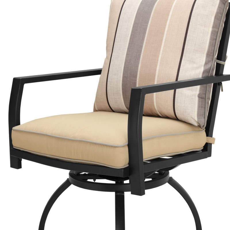 Adolphus 2 - Person Metal Patio Dining Set with Square Table , Cushions Included, Beige