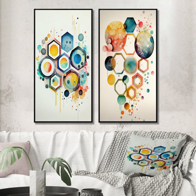 " Hexagon And Circular Abstract " 2 - Pieces