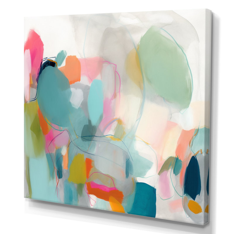Pink Blue Minimalims Fludity IV Framed On Canvas Print, 36" H x 36" W, Wrapped Canvas, No Frame