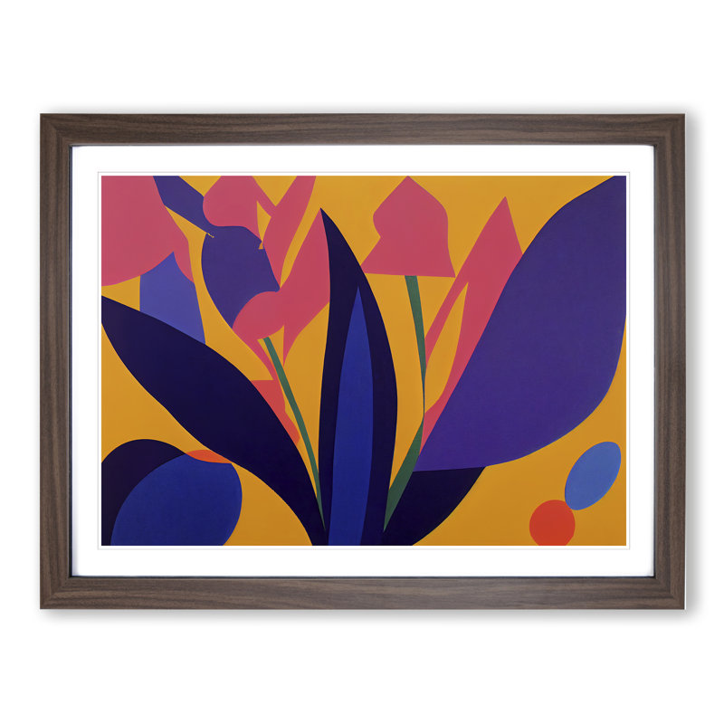 Bluebell Flower Abstract - Single Picture Frame Painting, 34cm H x 46cm W x 2cm D, Walnut Framed