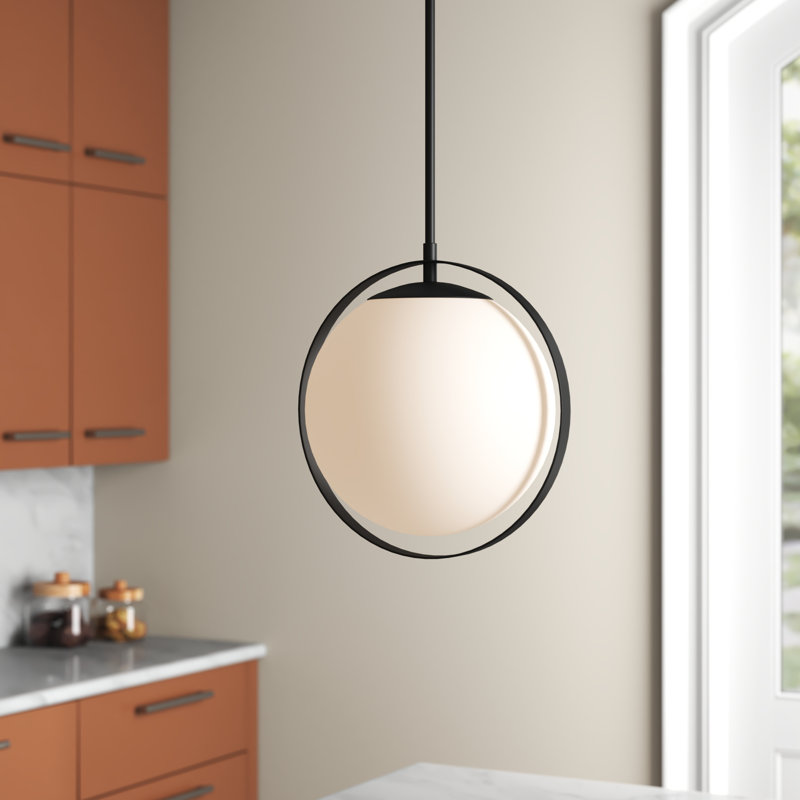 Luminaire suspendu sphère 1 lumière Chares, H 10,5 po x l 10 po x P 8 po