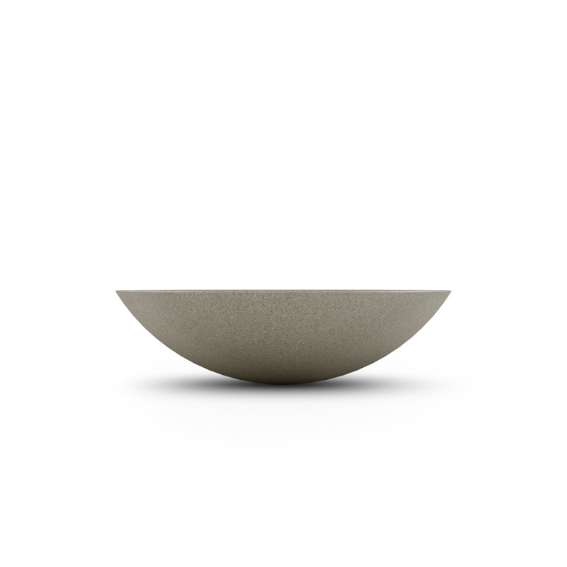 Oceanside Shallow Concrete Planter, Pewter, 4.5" H x 18" W x 18" D