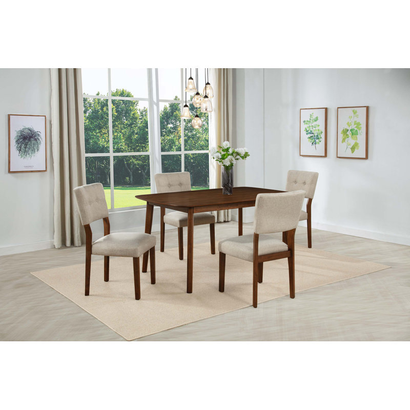 Chaise rembourrée Mid-Century, 5 pièces: table, 4 chaises