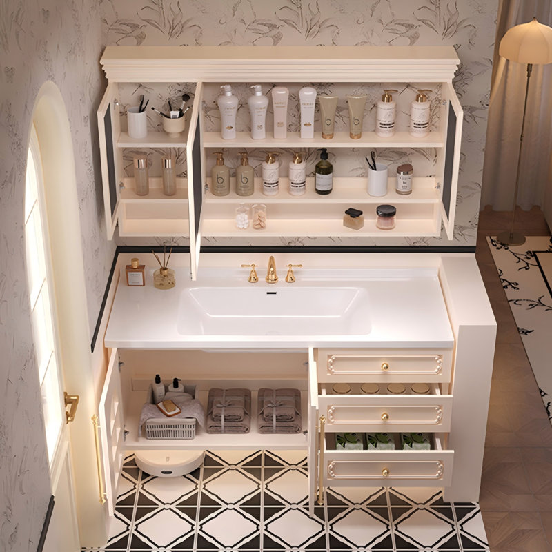Single Bathroom Vanity with Top, 19.69" H x 43.70" W x 19.69" D