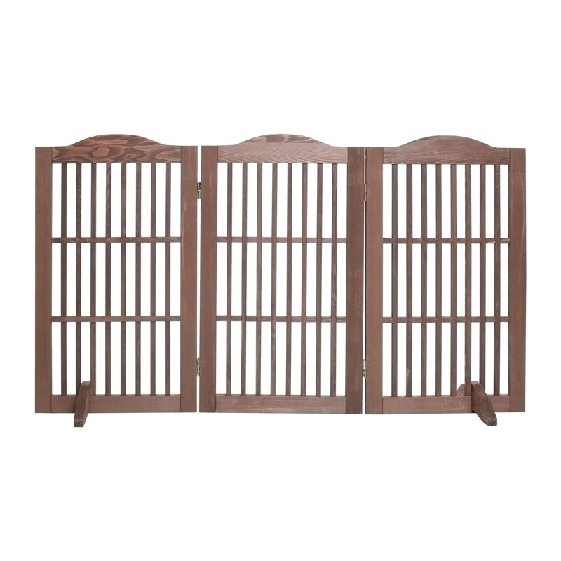 Barrière de chien autoportante pliable en bois, 30.01" H x 54.73" W x 0.01" D, Brun