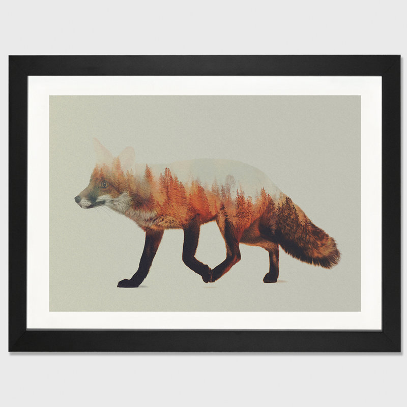 « fox i », art textuel, H 24 po x l 32 po x P 1 po, Papier encadré noir