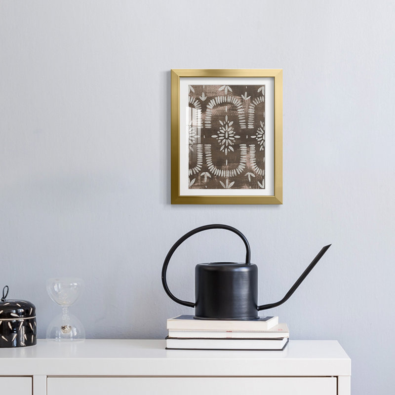 Espresso Batik I -Framed Print, 28.5" H x 20.5" W, Gold