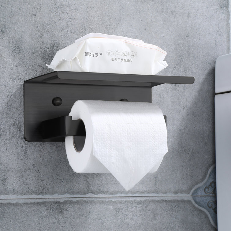 Day Moon Designs Matte Black Toilet Paper Holder with Shelf, Wipe Holder  for Bathroom Flushable Wipes Dispenser Toilet Paper and Wipes Holder Toilet