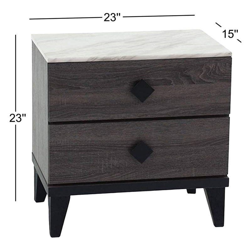 Table de chevet 2 tiroirs Gurdas, Gris