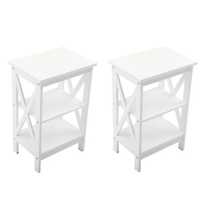 Set Of 2 Modern 3-Tier Nightstand Desk Storage Shelf, X-Design End Tables Coffee Side Table For Office, Living Room, Bedroom Furniture, White -  Red Barrel Studio®, 4713E33BC8FE45F997F0F1D8546B557F